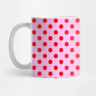 Red Polka Dots Pattern on Pink Background Mug